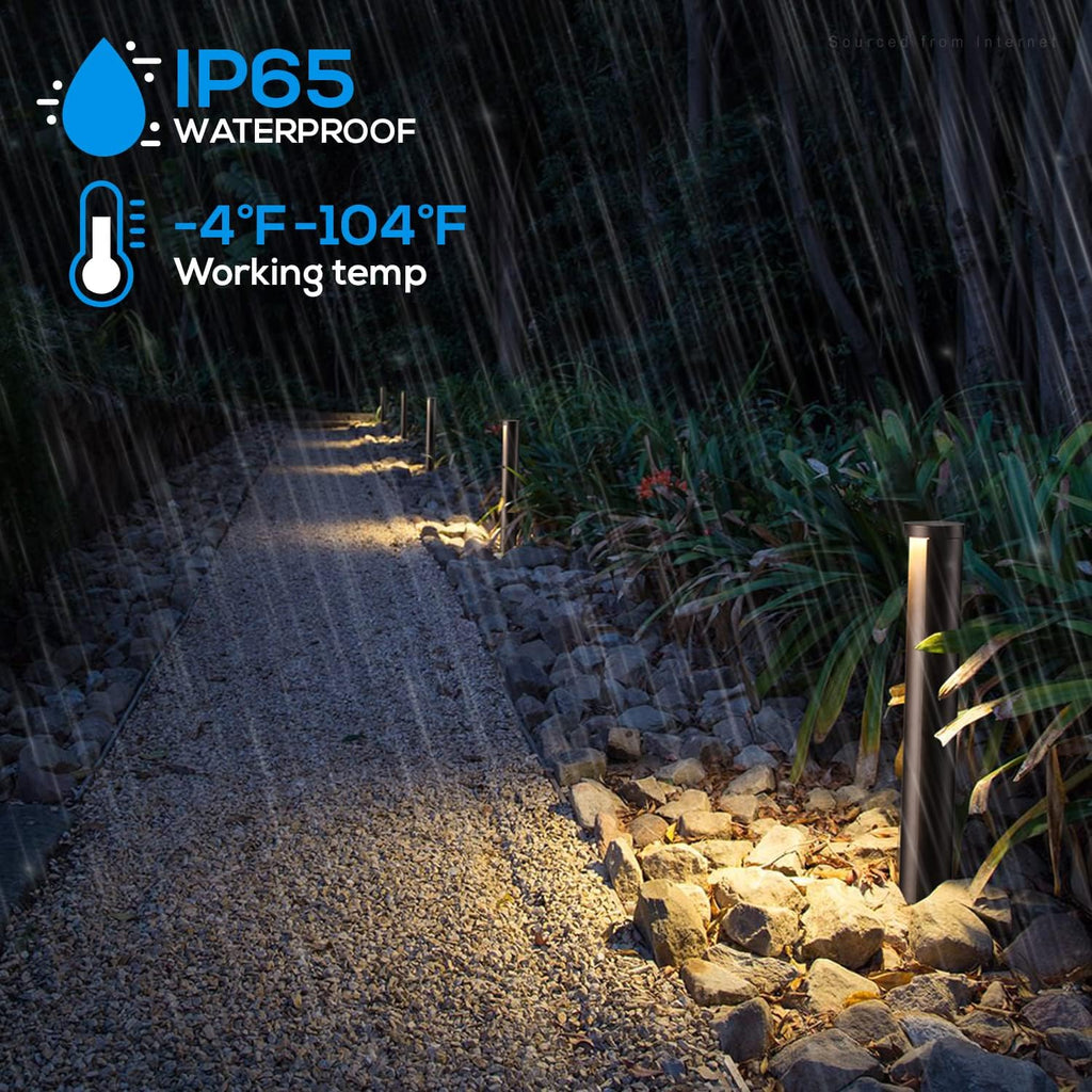 5W LED Landscape Pathway Light, 12-24V Low Voltage, IP65 Waterproof, Die-Casted Aluminum, 3000K Warm White, Pack of 6 Q95287