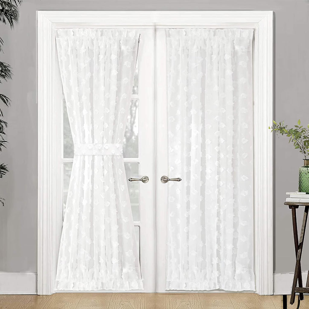 Off White Voile Chiffon Sheer Rod Pocket Door Curtain 52 Inch by 72 Inch C813081