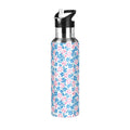 Pink and Blue Floral Insulated Stainless Steel Water Bottle with Straw Lid 20 oz W7784